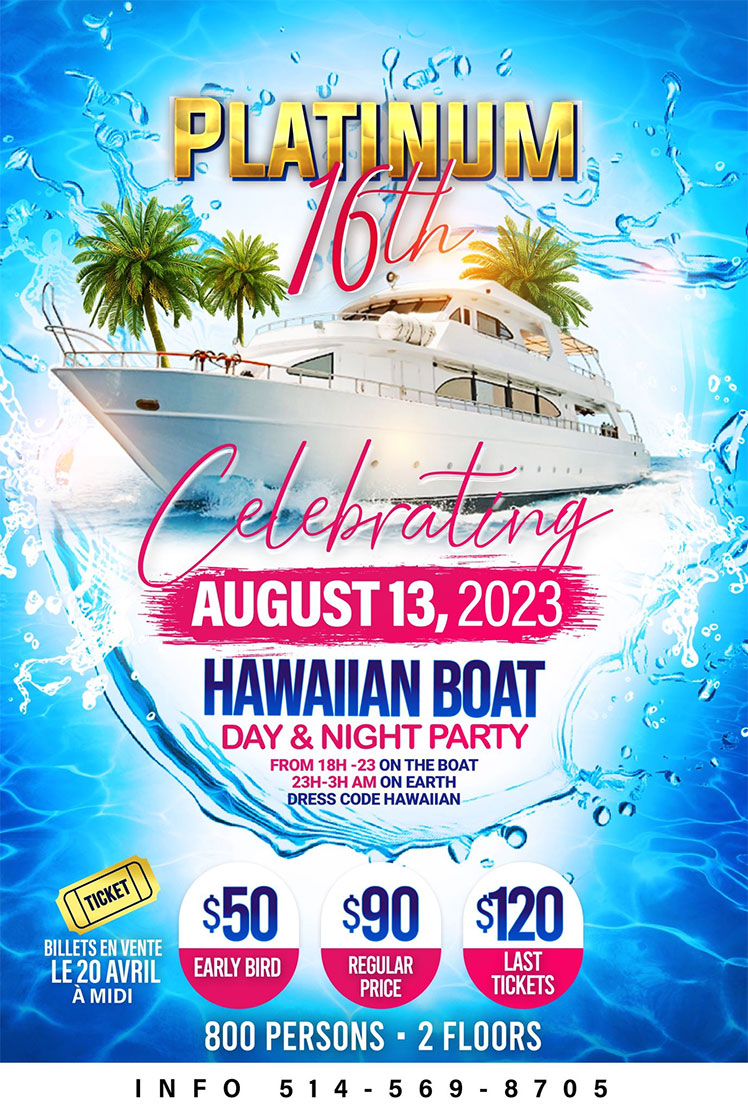 Platinum 16th: Haiwaiian Boat – Day and Night Party