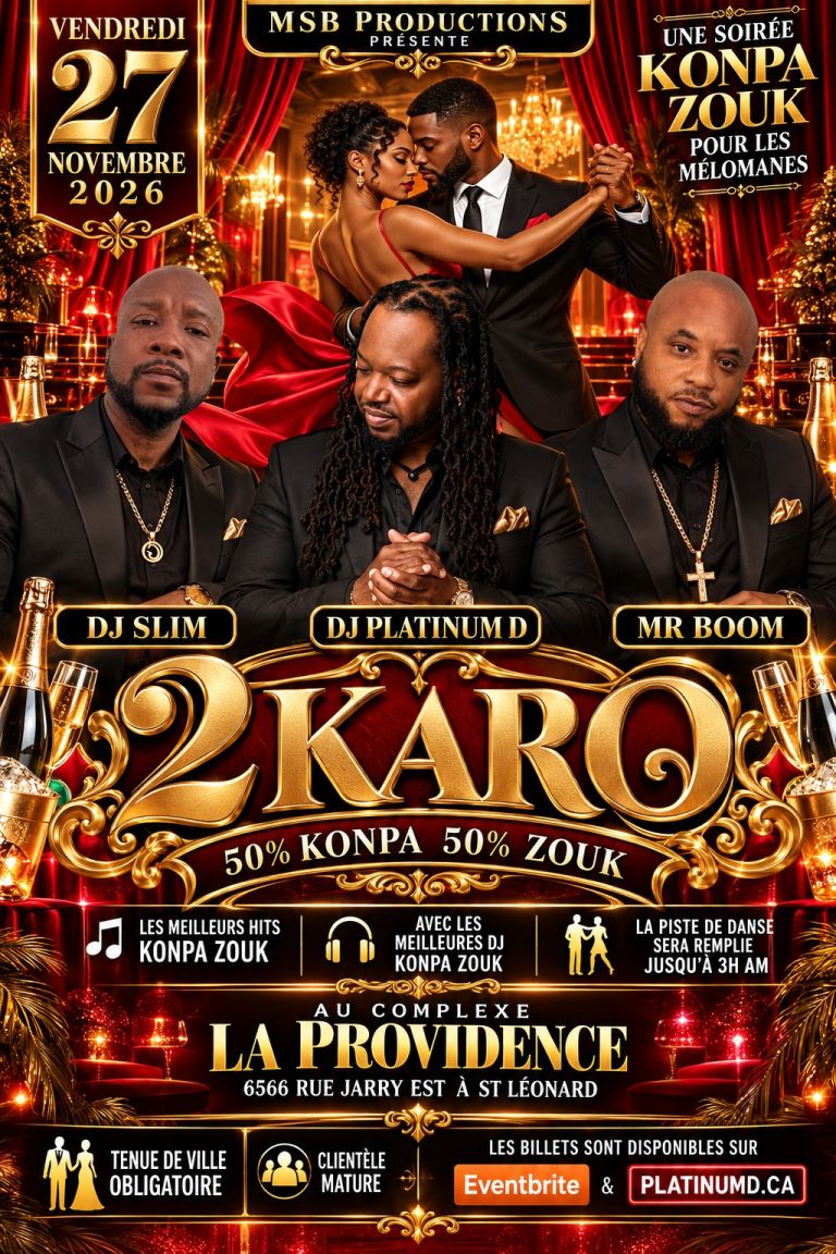 2 Karo — Konpa & Zouk | 27 novembre 2026, La Providence Montréal